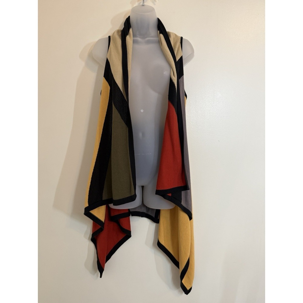 Colorblock Mixed Print Layering Cardigan Womens Size S Festival Indie Asymmetric